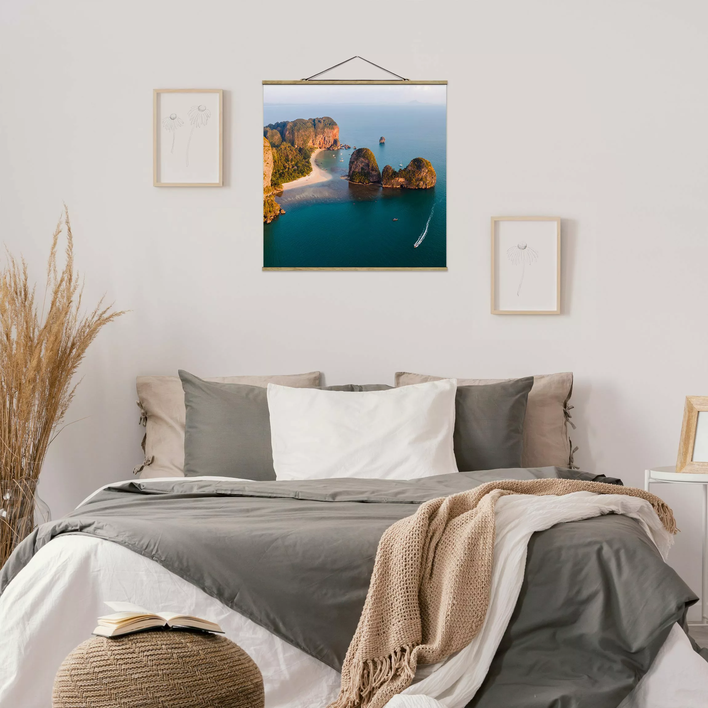 Stoffbild mit Posterleisten Sonnenaufgang an der Küste günstig online kaufen