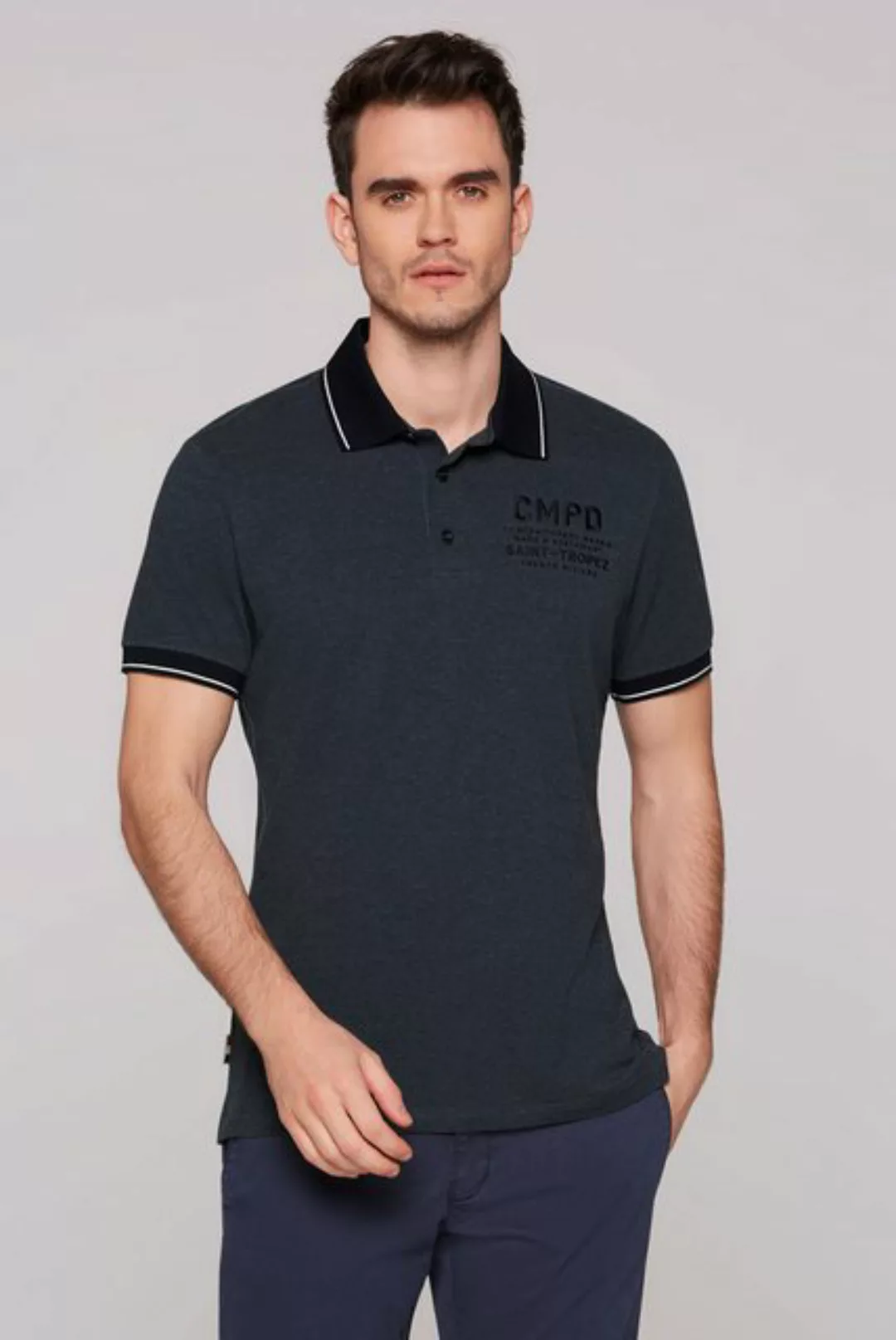 CMPD Poloshirt mit Seitenschlitze und längerer Rückenpartie günstig online kaufen