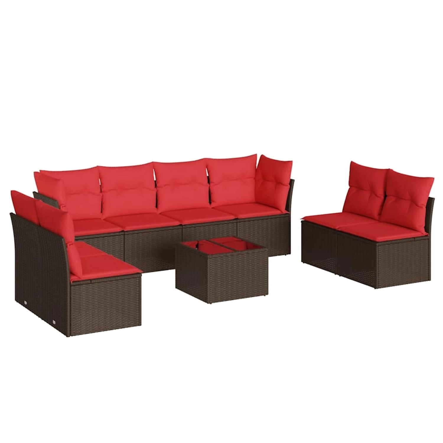 vidaXL 9-Tlg Garten-Sofagarnitur mit Kissen Braun Poly Rattan 3217464 günstig online kaufen