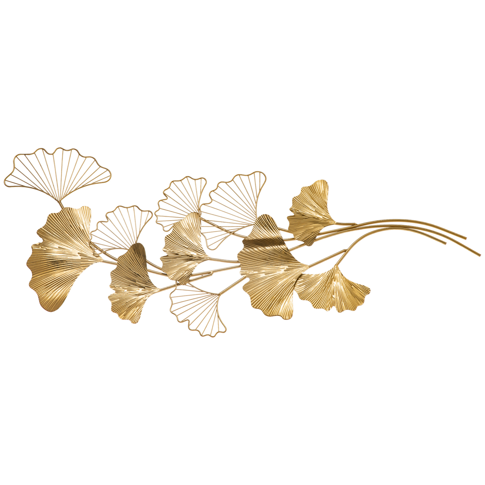 HOMCOM 3D Metall Wanddekoration, Goldene Wandkunst mit Ginkgo-Blättern 138x günstig online kaufen