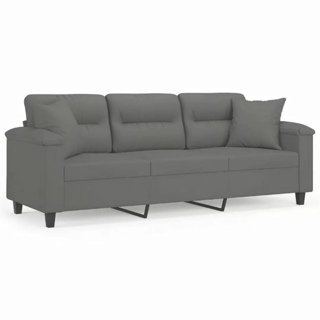 vidaXL Sofa, 3-Sitzer-Sofa mit Kissen Dunkelgrau 180 cm Mikrofasergewebe günstig online kaufen