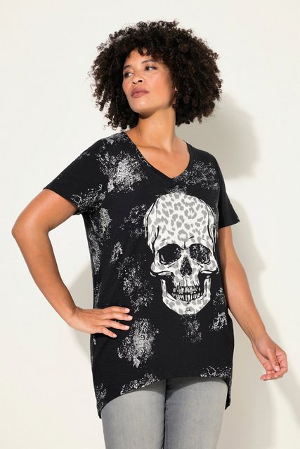 Angel of Style T-Shirt T-Shirt Leo-Totenkopf V-ausschnitt Halbarm günstig online kaufen