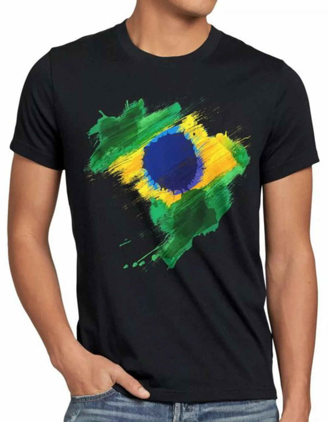 style3 Print-Shirt Herren T-Shirt Flagge Brasilien Fußball Sport Brazil WM günstig online kaufen