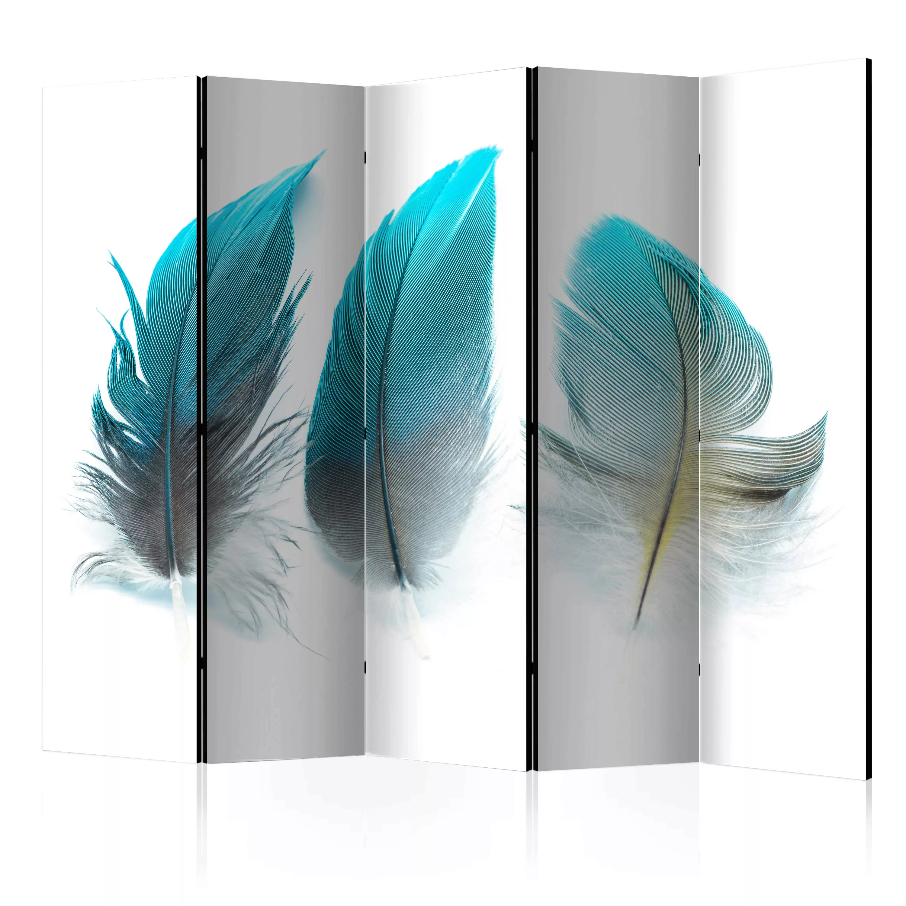 5-teiliges Paravent - Blue Feathers Ii [room Dividers] günstig online kaufen