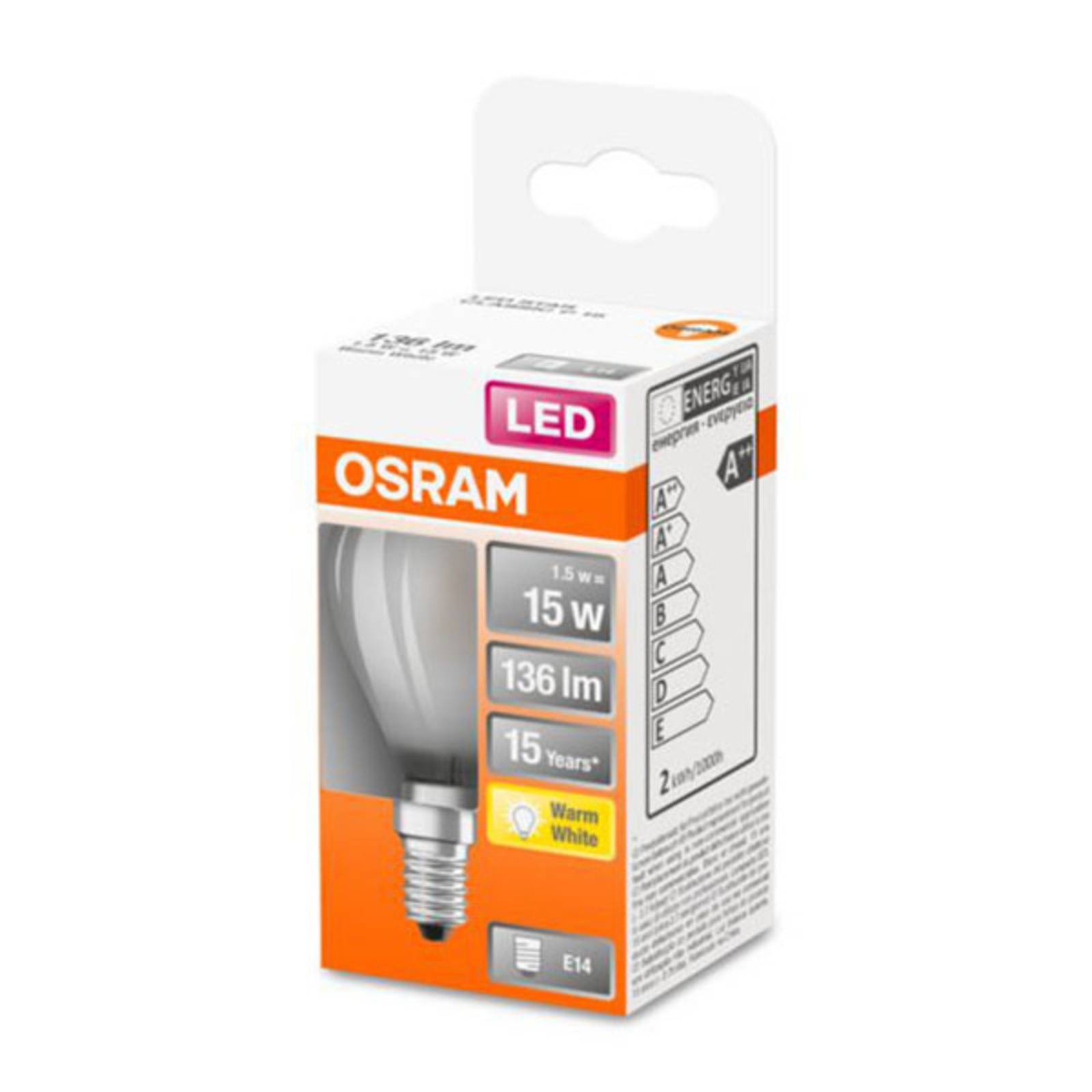 Osram LED-Leuchtmittel E14 Tropfenform 1,5 W 136 lm 7,7 x 4,5 cm (H x Ø) günstig online kaufen