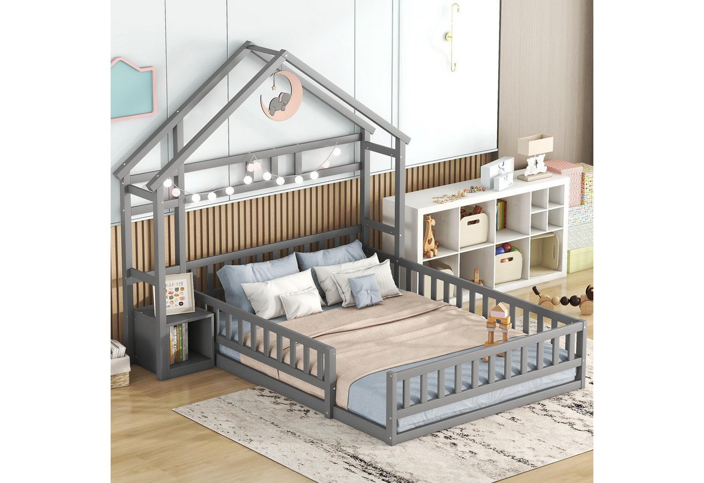 MODFU Kinderbett Holzbett Flachbetten Funktionsbett Doppelbett (Flachbetten günstig online kaufen