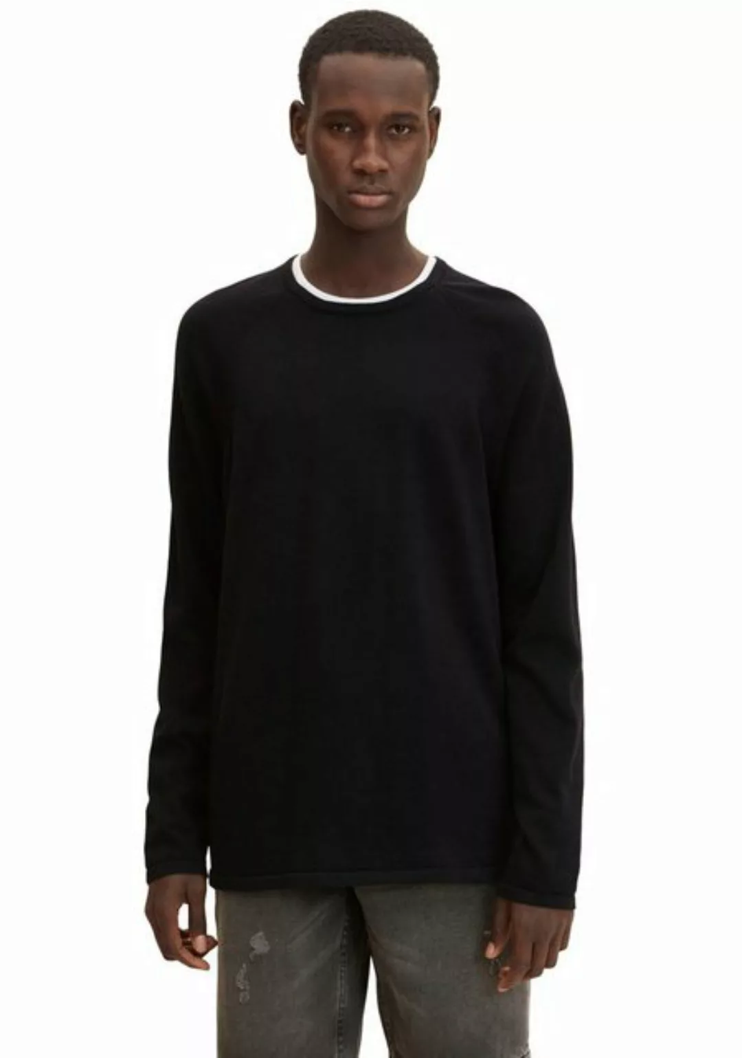 Tom Tailor Denim Herren Rundhals Pullover BASIC - Regular Fit günstig online kaufen