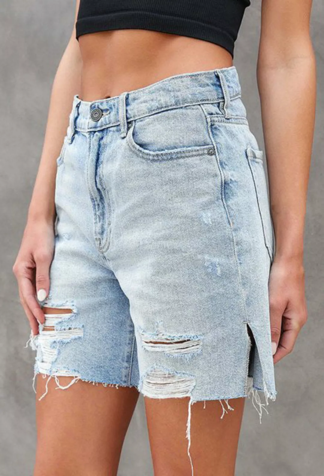 CHENIN Jeansshorts Street-trendige, gewaschene, zerrissene jeans mit seiten günstig online kaufen