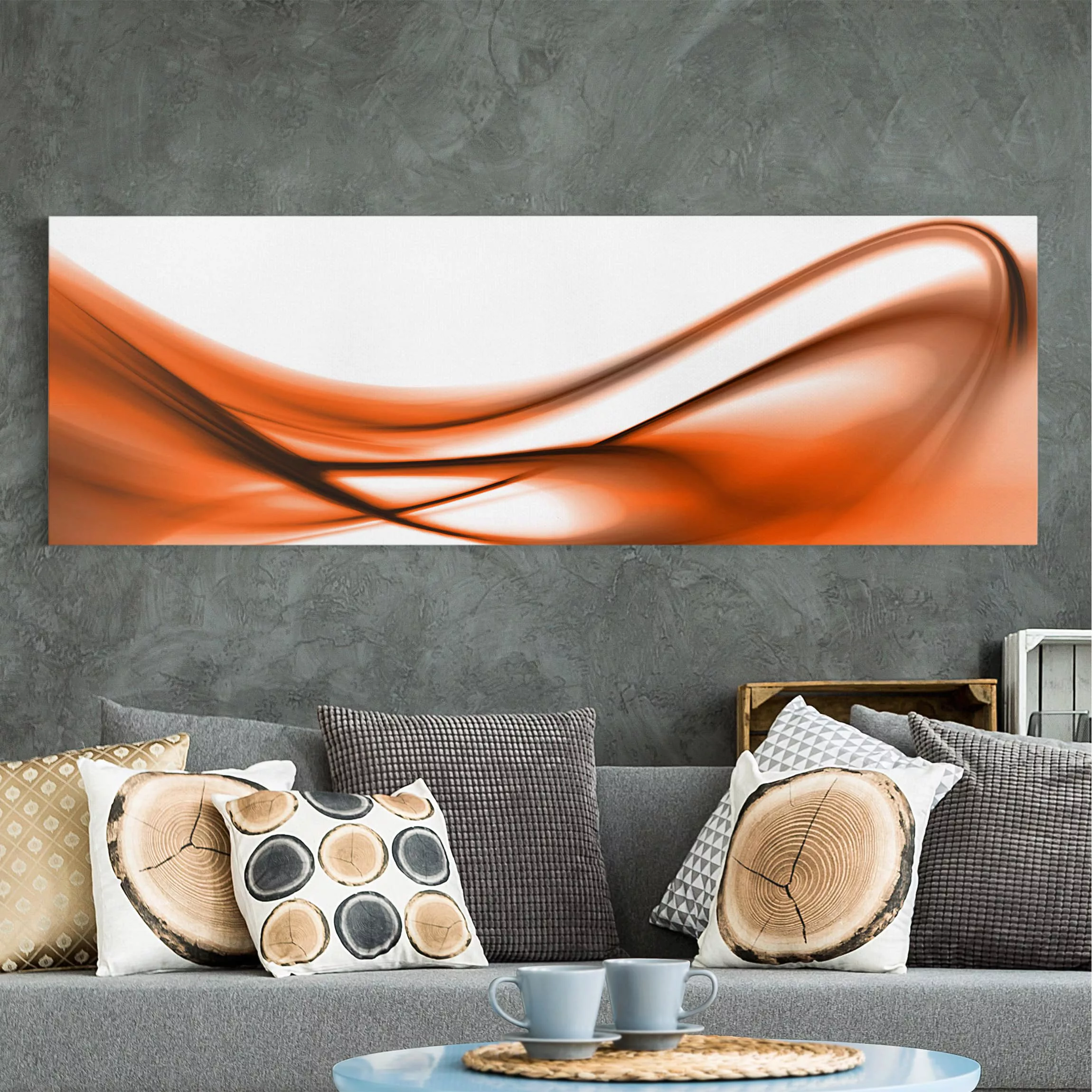 Leinwandbild Abstrakt - Panorama Orange Touch günstig online kaufen