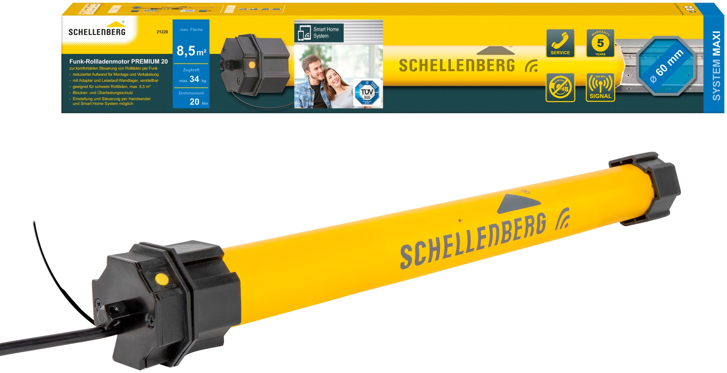 Schellenberg Funk-Rolladenmotor Maxi Premium 20 Nm günstig online kaufen