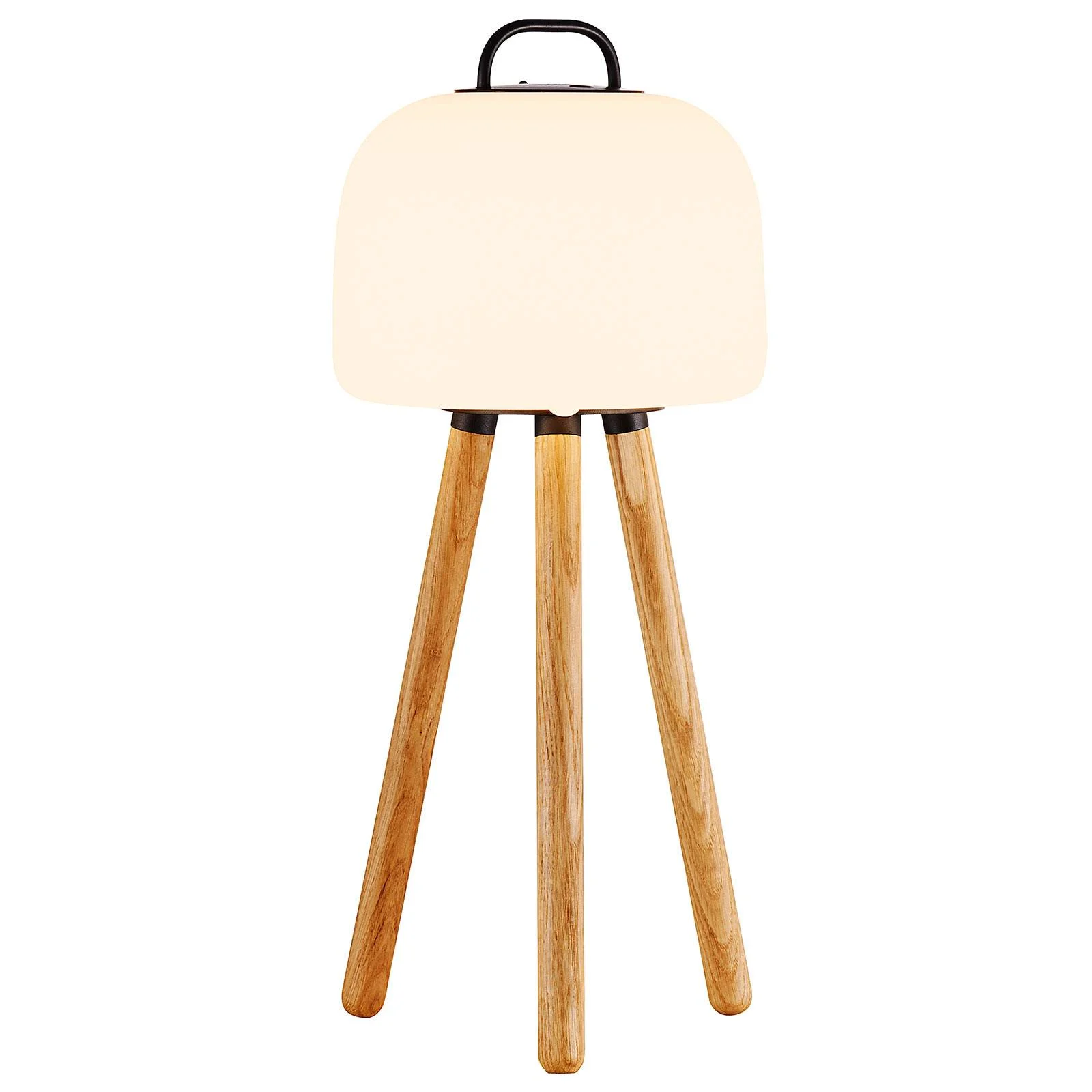 LED-Tischleuchte Kettle Tripod Holz, Schirm 22cm günstig online kaufen