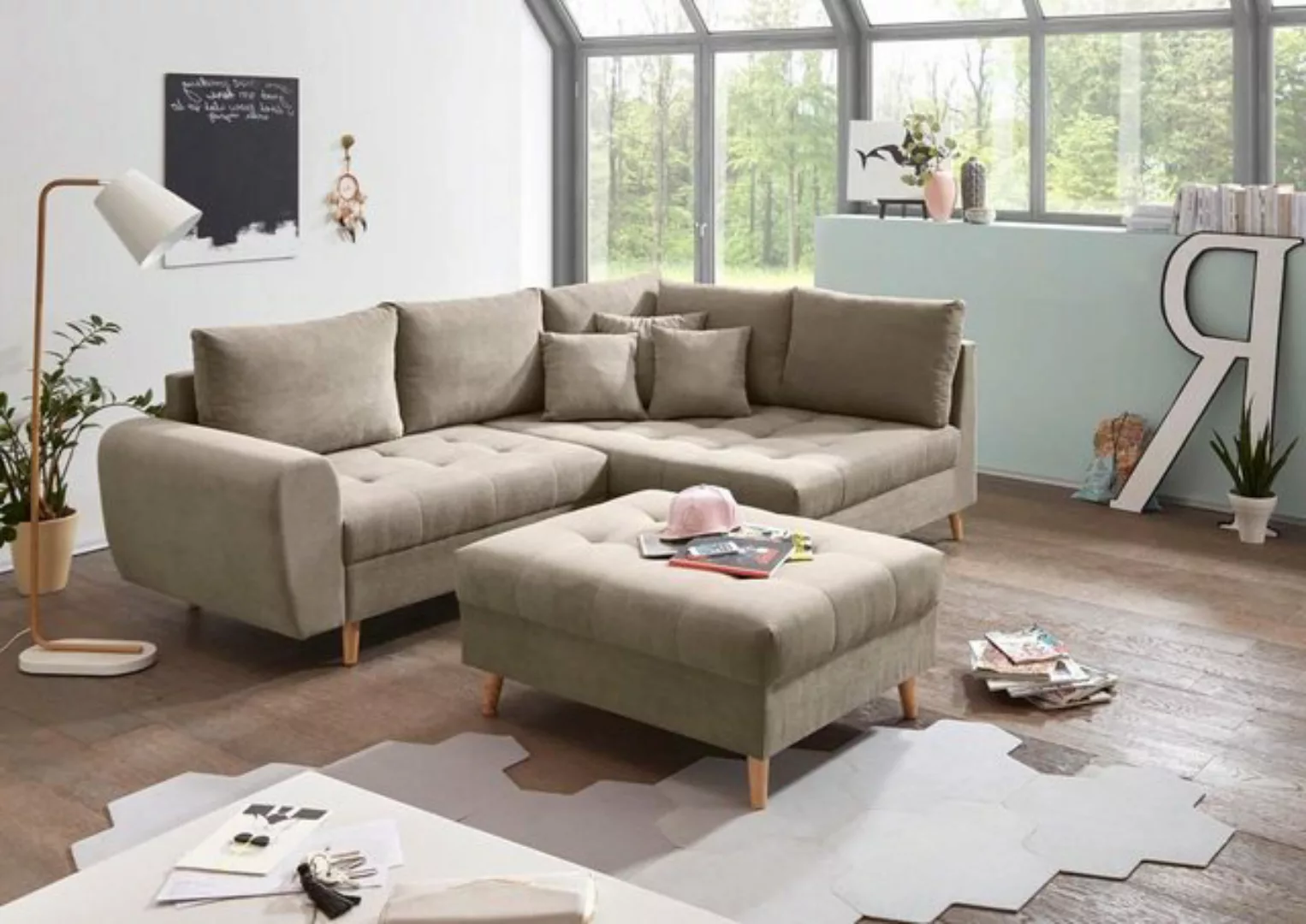 ED EXCITING DESIGN Ecksofa, Alice Ecksofa inkl. Hocker 249x175 cm Couch Eck günstig online kaufen