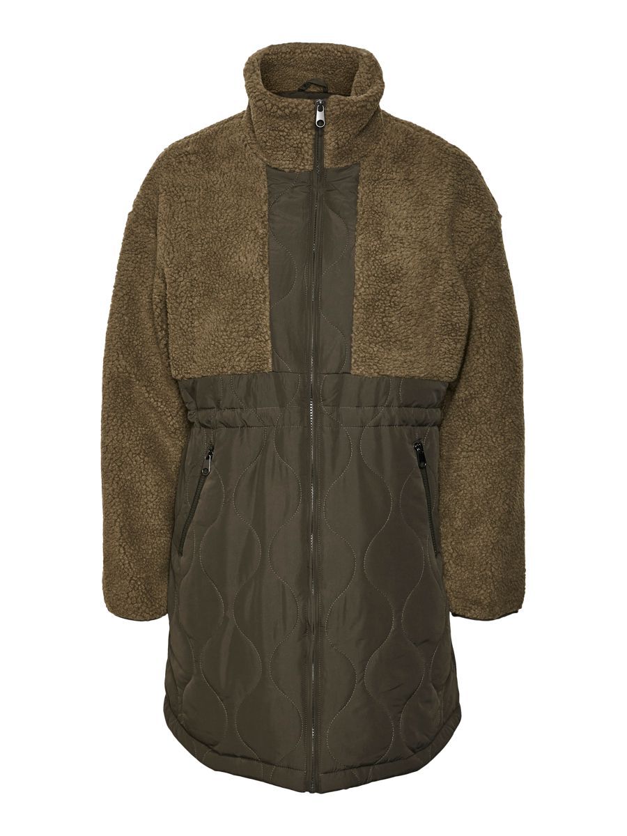 VERO MODA Gesteppte Teddyfleece Mantel Damen Grün günstig online kaufen