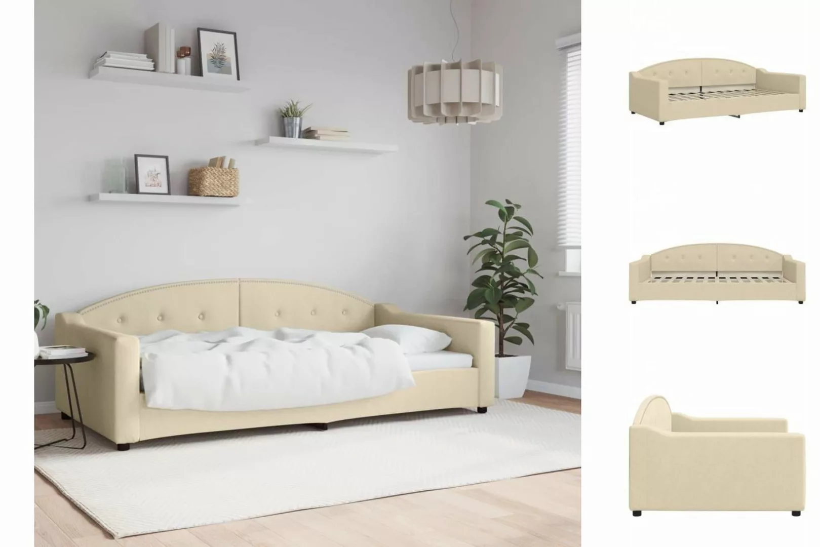 vidaXL Gästebett Tagesbett Creme 100x200 cm Stoff Gästebett Schlafsofa Beig günstig online kaufen