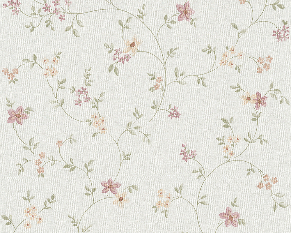 Livingwalls Tapete Blumenmuster Creme-Beige Grün Rosa und Orange 53 cm x 10 günstig online kaufen