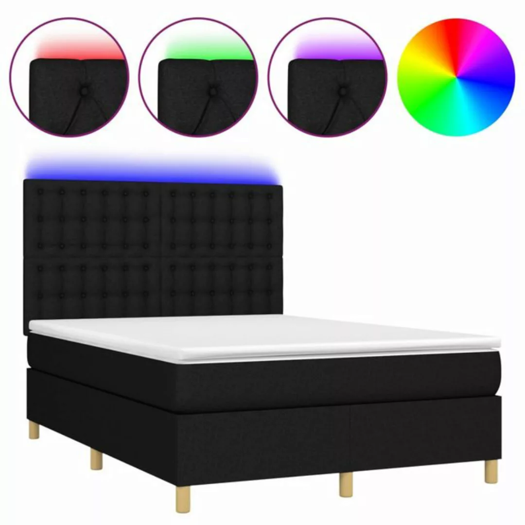 vidaXL Boxspringbett (140 x 190 cm, Knopfheftung Parallel, Schwarz), mit LE günstig online kaufen