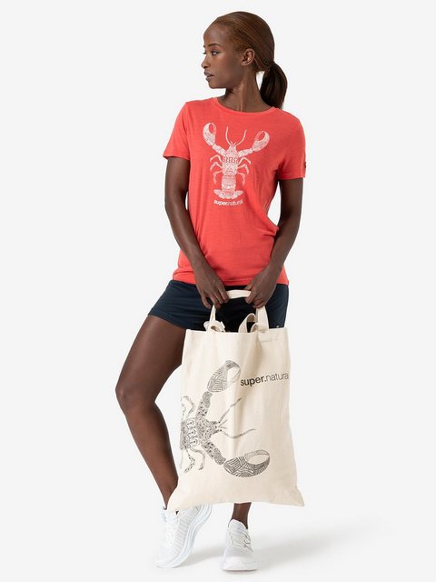 SUPER.NATURAL T-Shirt für Damen, Merino TATTOOED LOBSTER Tier Motiv, bunt günstig online kaufen