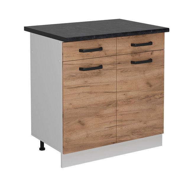 Vicco Unterschrank R-Line, Goldkraft Eiche/Weiß, 80 cm AP Anthrazit günstig online kaufen