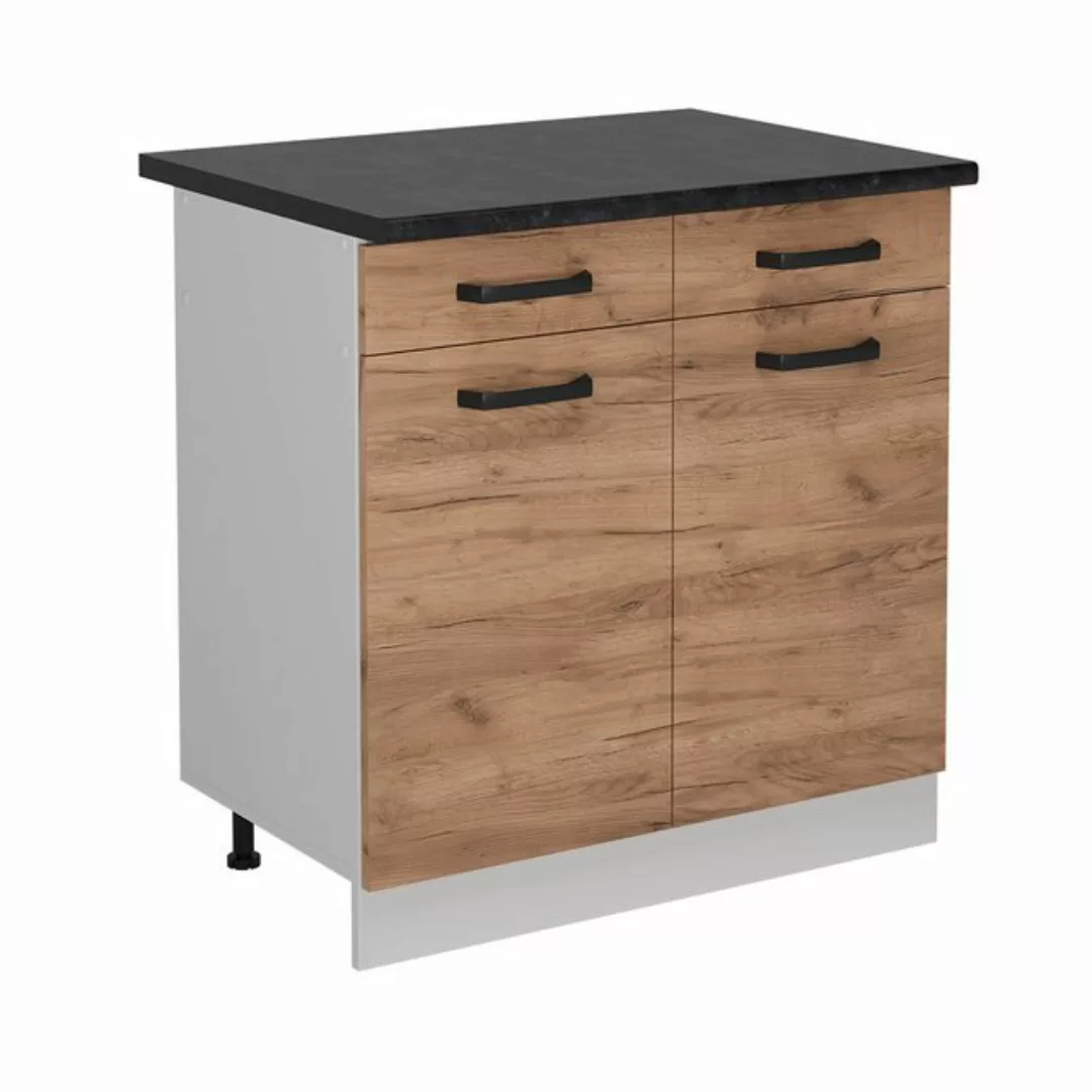 Vicco Unterschrank R-Line, Goldkraft Eiche/Weiß, 80 cm AP Anthrazit günstig online kaufen