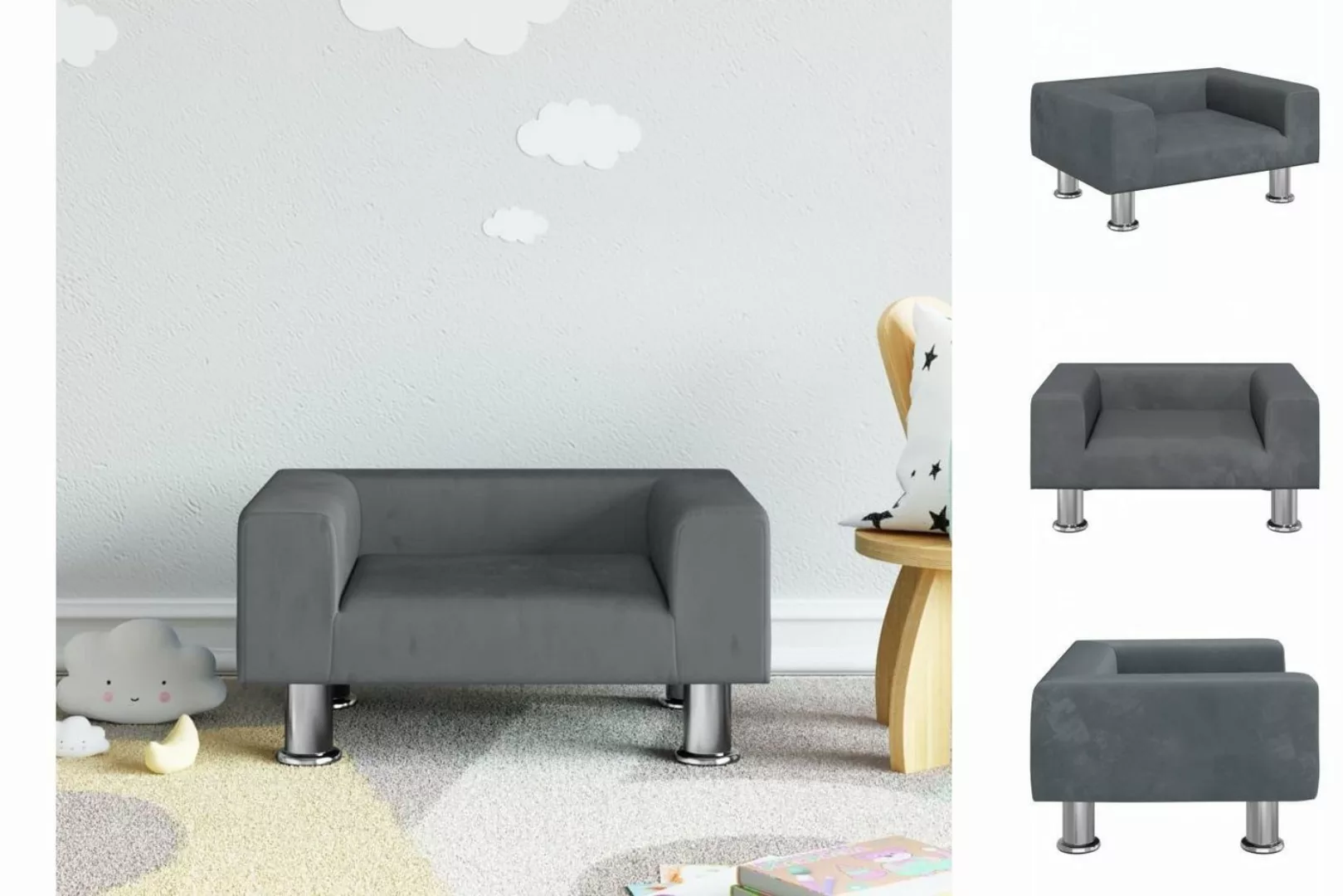 vidaXL Kindersofa Kindersofa Dunkelgrau 50x40x26,5 cm Samt Kindercouch Kind günstig online kaufen