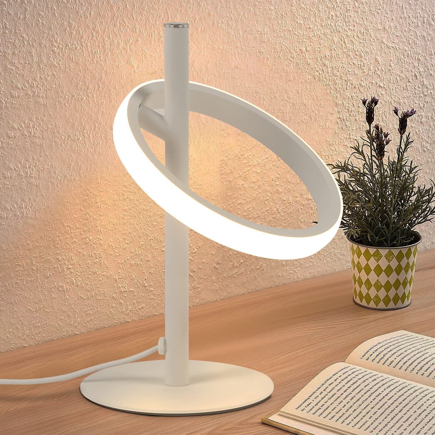 Nettlife LED Tischleuchte Weiß Modern Ringform günstig online kaufen