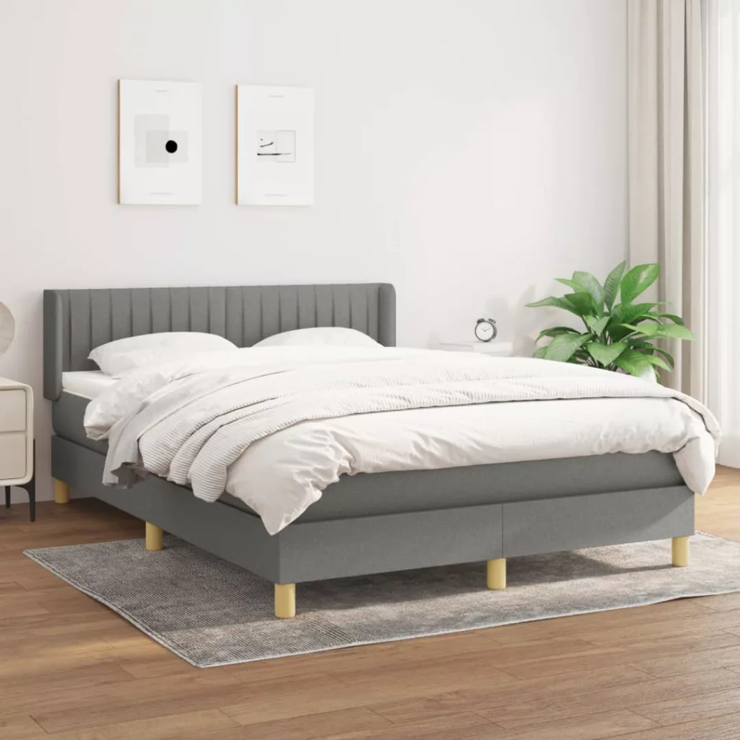 vidaXL Boxspringbett Boxspringbett mit Matratze Dunkelgrau 140x200 cm Stoff günstig online kaufen