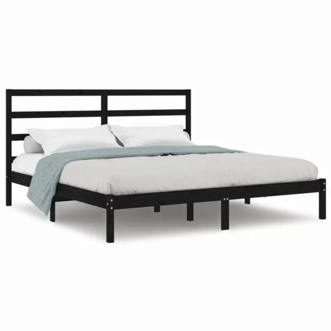 furnicato Bett Massivholzbett Schwarz Kiefer 200x200 cm günstig online kaufen