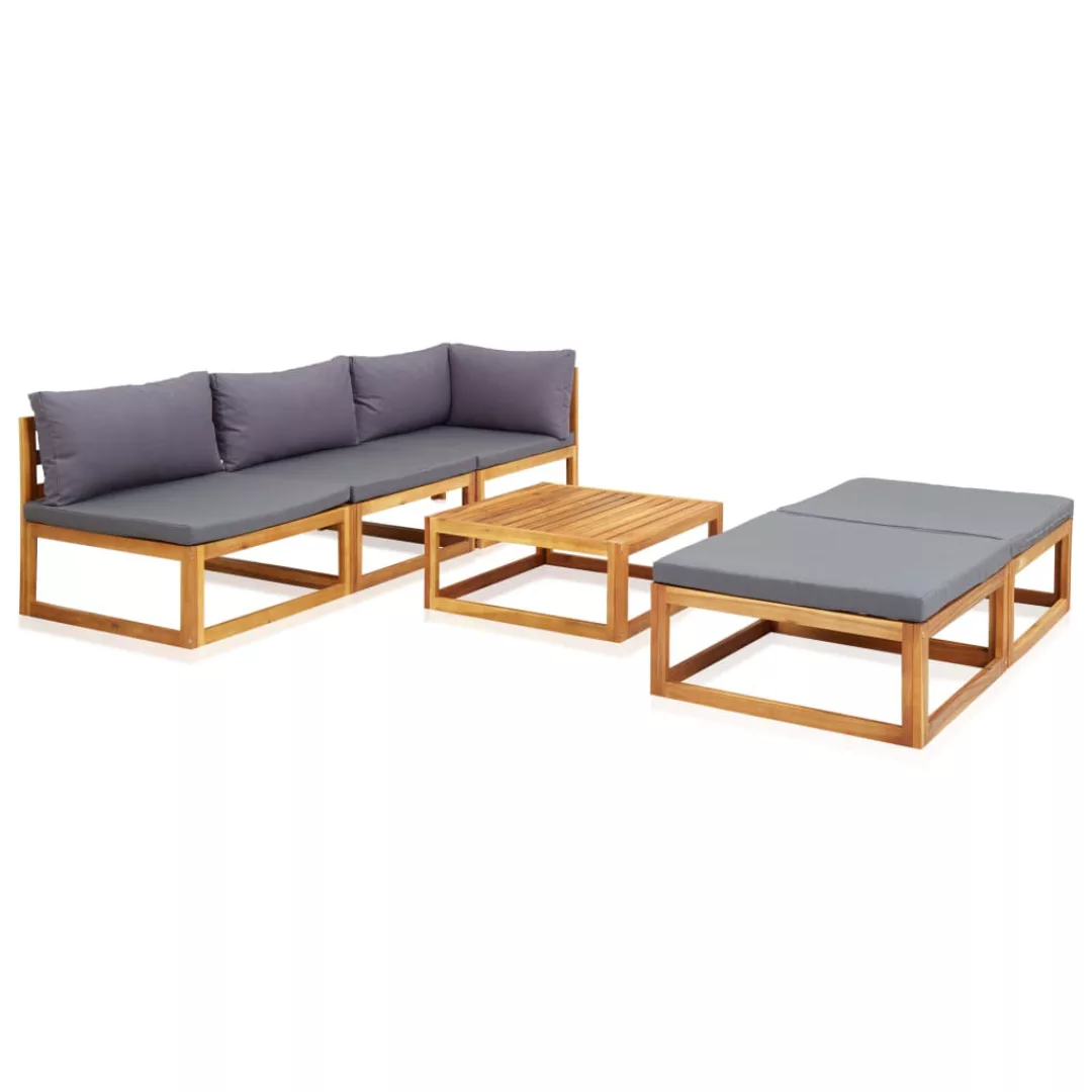 6-tlg. Garten-lounge-set Mit Auflagen Massivholz Akazie günstig online kaufen