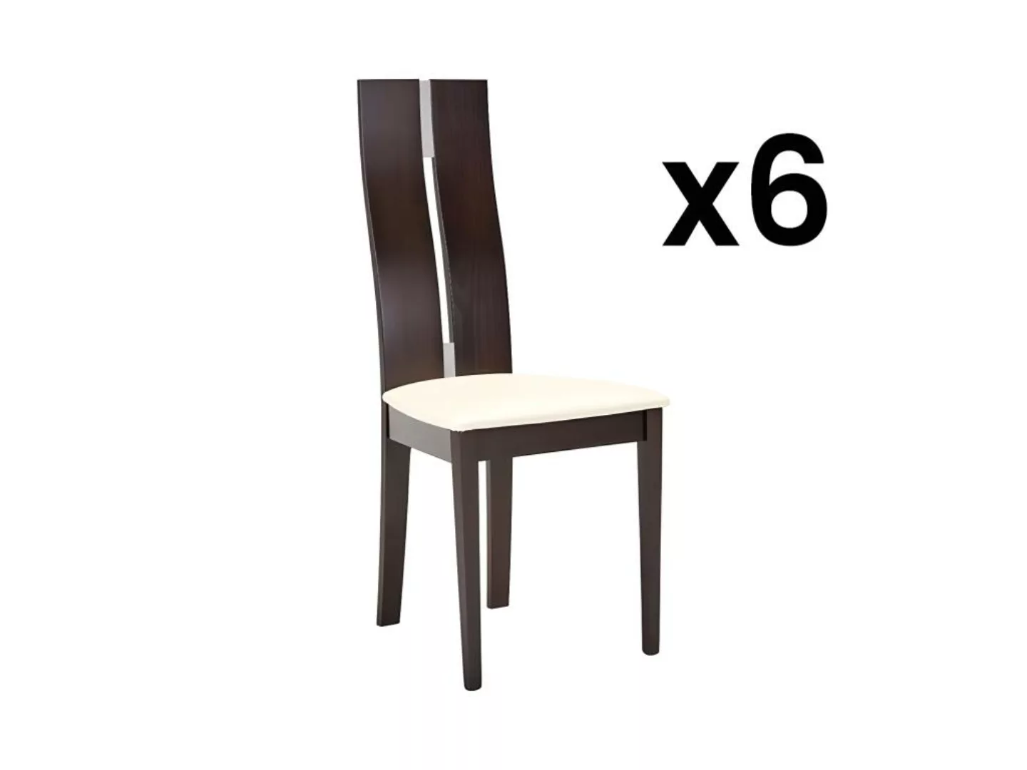 Stuhl 6er-Set - Massivholz - Wengefarben - SALENA günstig online kaufen