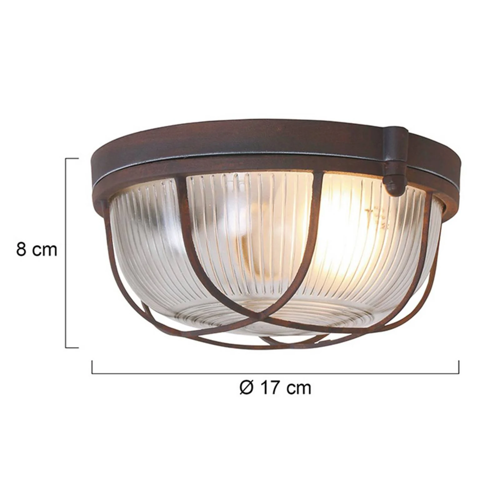 Deckenleuchte Lisanne, braun, Ø 17 cm, Metall, Glas, E27 günstig online kaufen