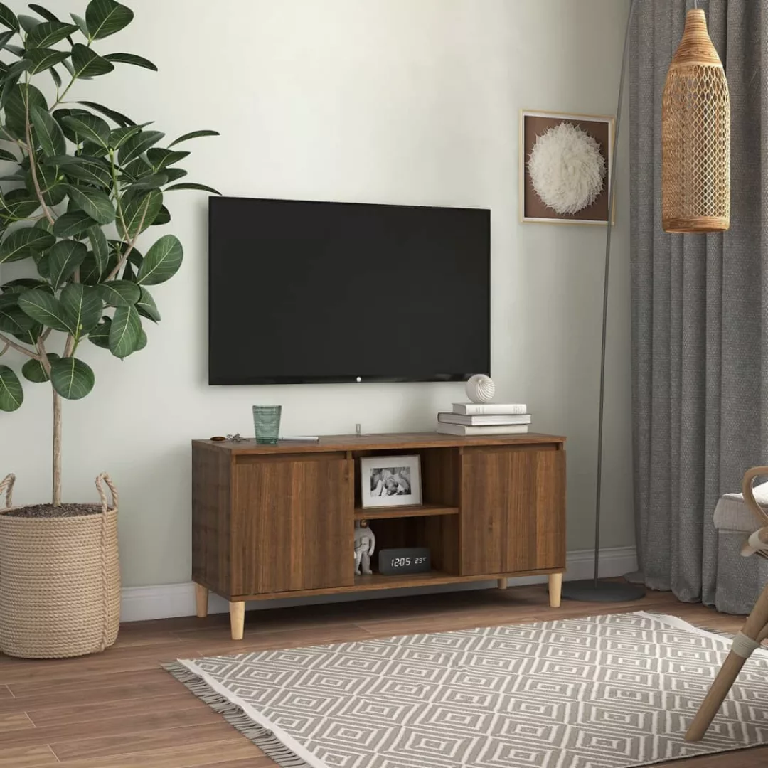 Vidaxl Tv-schrank Massivholz-beine Braun Eichen-optik 103,5x35x50 Cm günstig online kaufen