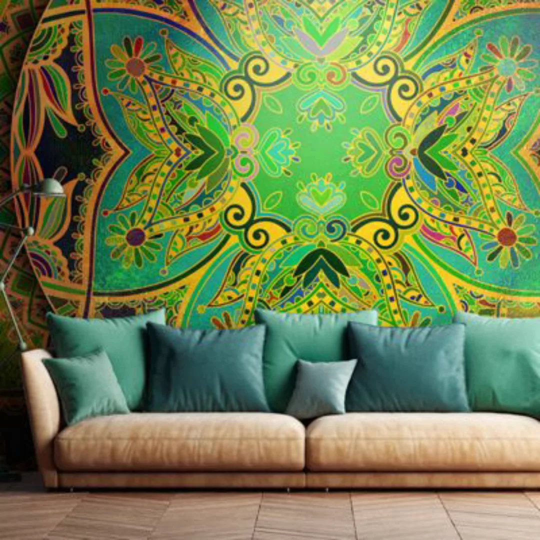 artgeist Fototapete Mandala: Emerald Fantasy mehrfarbig Gr. 200 x 140 günstig online kaufen