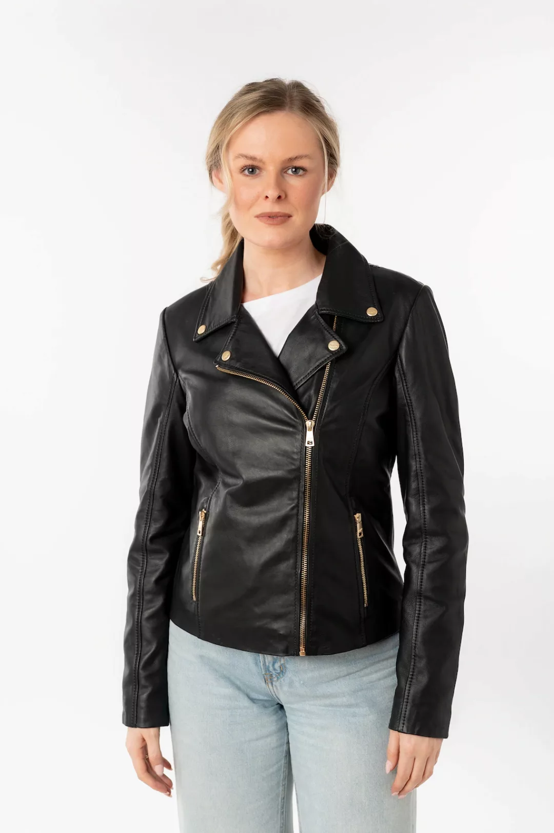 Mauritius Lederjacke "MWFylli", mit Knopfdetails, Reverskragen günstig online kaufen