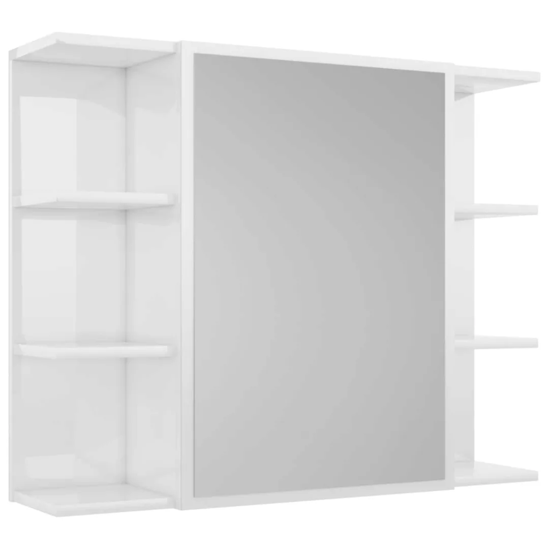 Bad-spiegelschrank Hochglanz-weiß 80x20,5x64 Cm Spanplatte günstig online kaufen