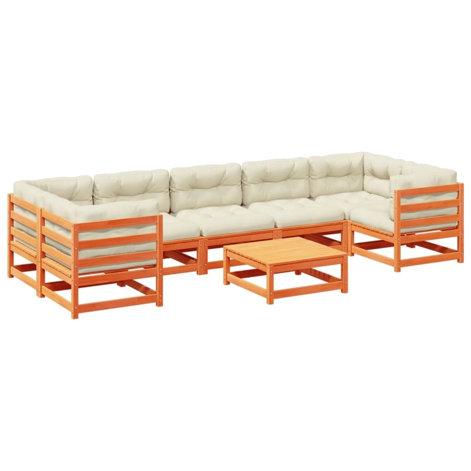 vidaXL 8-Tlg Garten-Sofagarnitur mit Kissen Wachsbraun Kiefernholz 3299336 günstig online kaufen