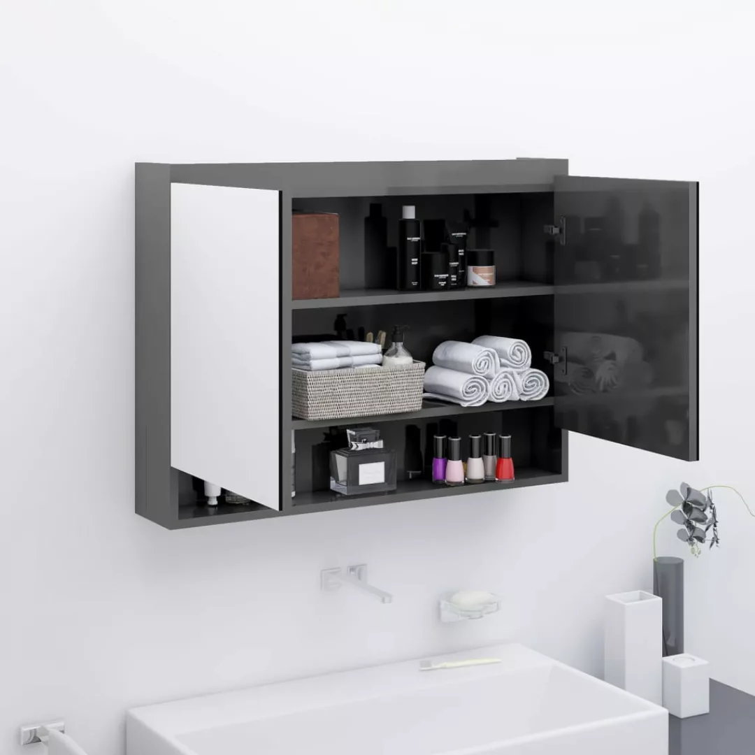Bad-spiegelschrank 80x15x60 Cm Mdf Glenzendes Grau günstig online kaufen