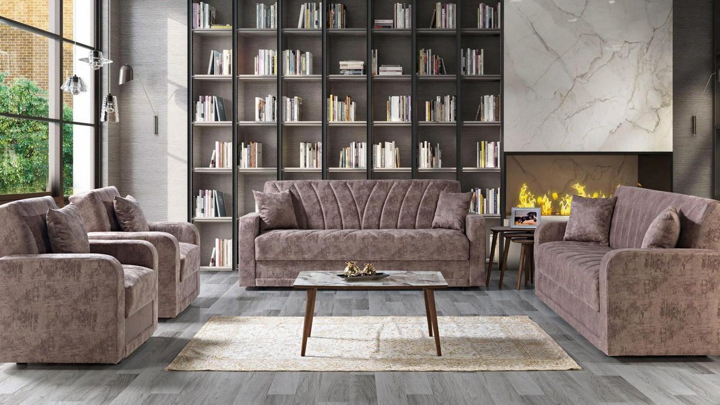 Xlmoebel Sofa Wohnzimmersitzgruppe 3211 aus Holz mit luxuriösem Stoffsofa - günstig online kaufen