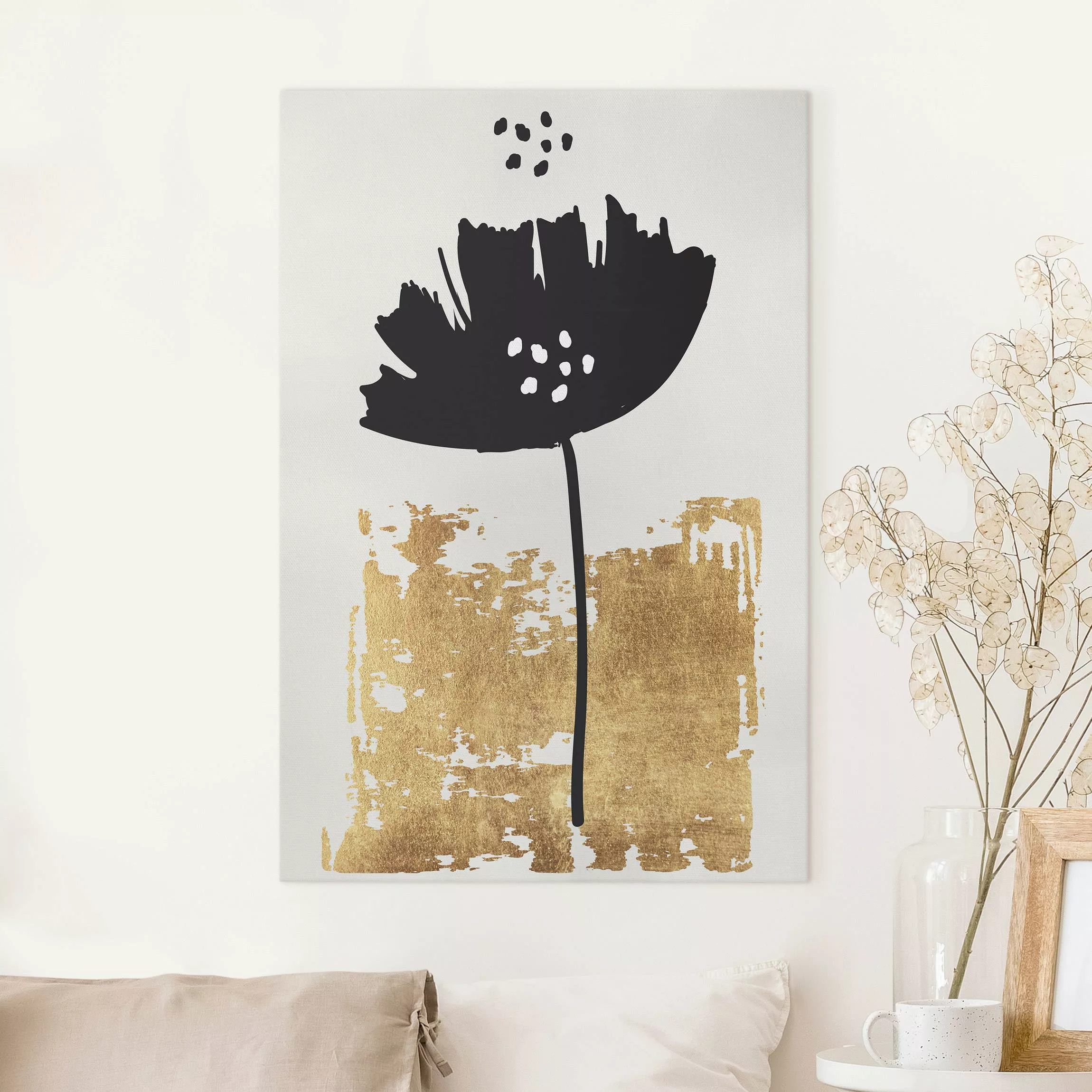 Leinwandbild Goldene Mohn Blume günstig online kaufen