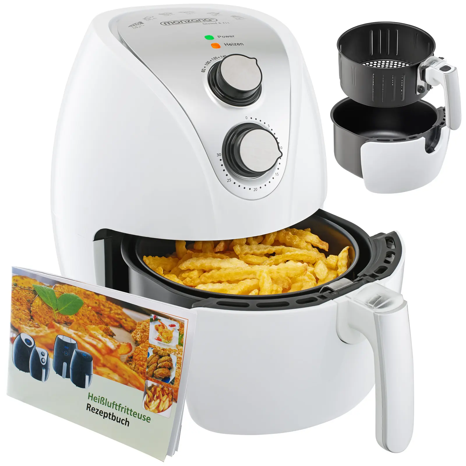 Heißluftfritteuse 9in1 Weiß inkl Rezeptheft 1500W günstig online kaufen