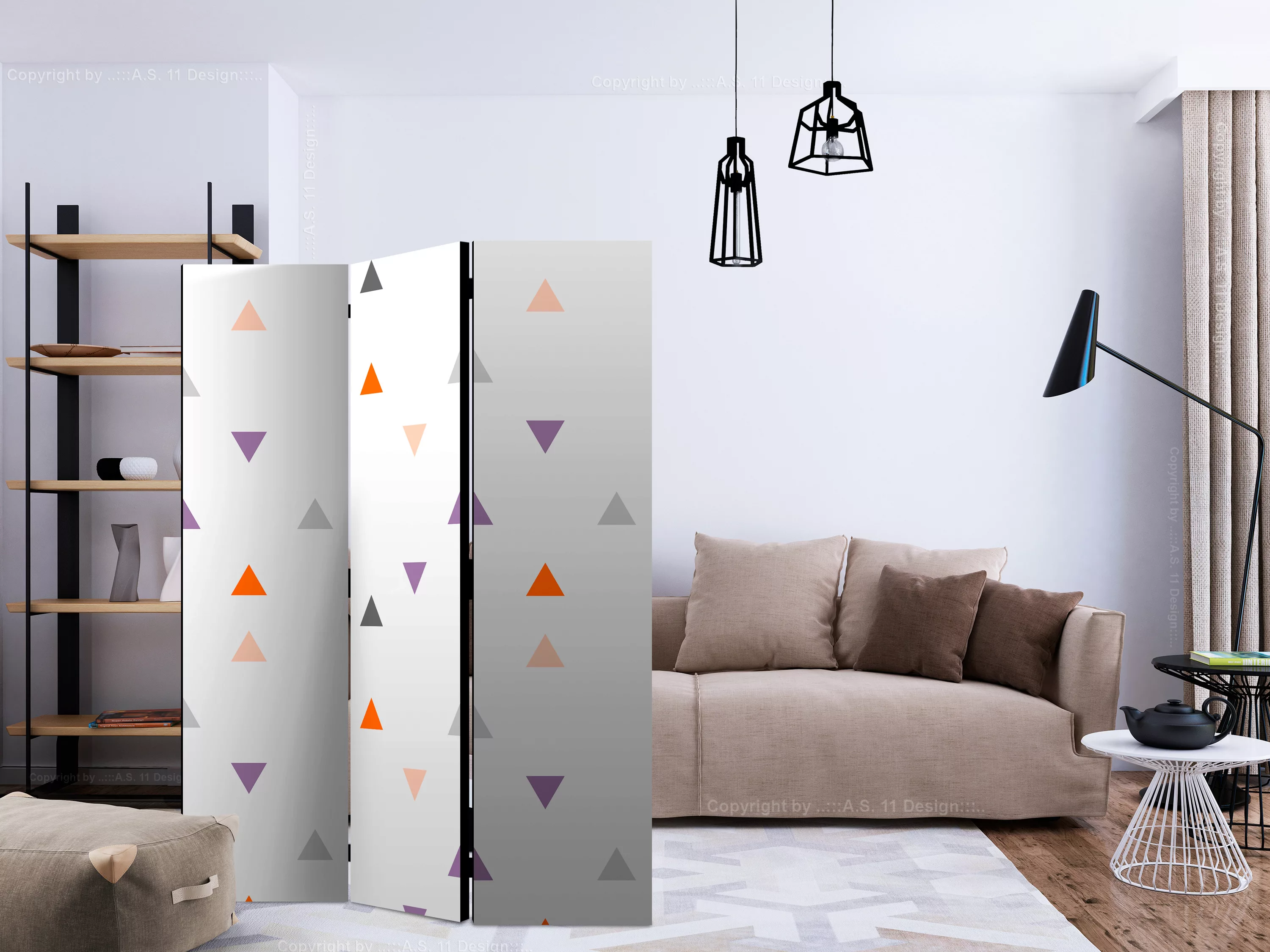 3-teiliges Paravent - Triangles Rain [room Dividers] günstig online kaufen