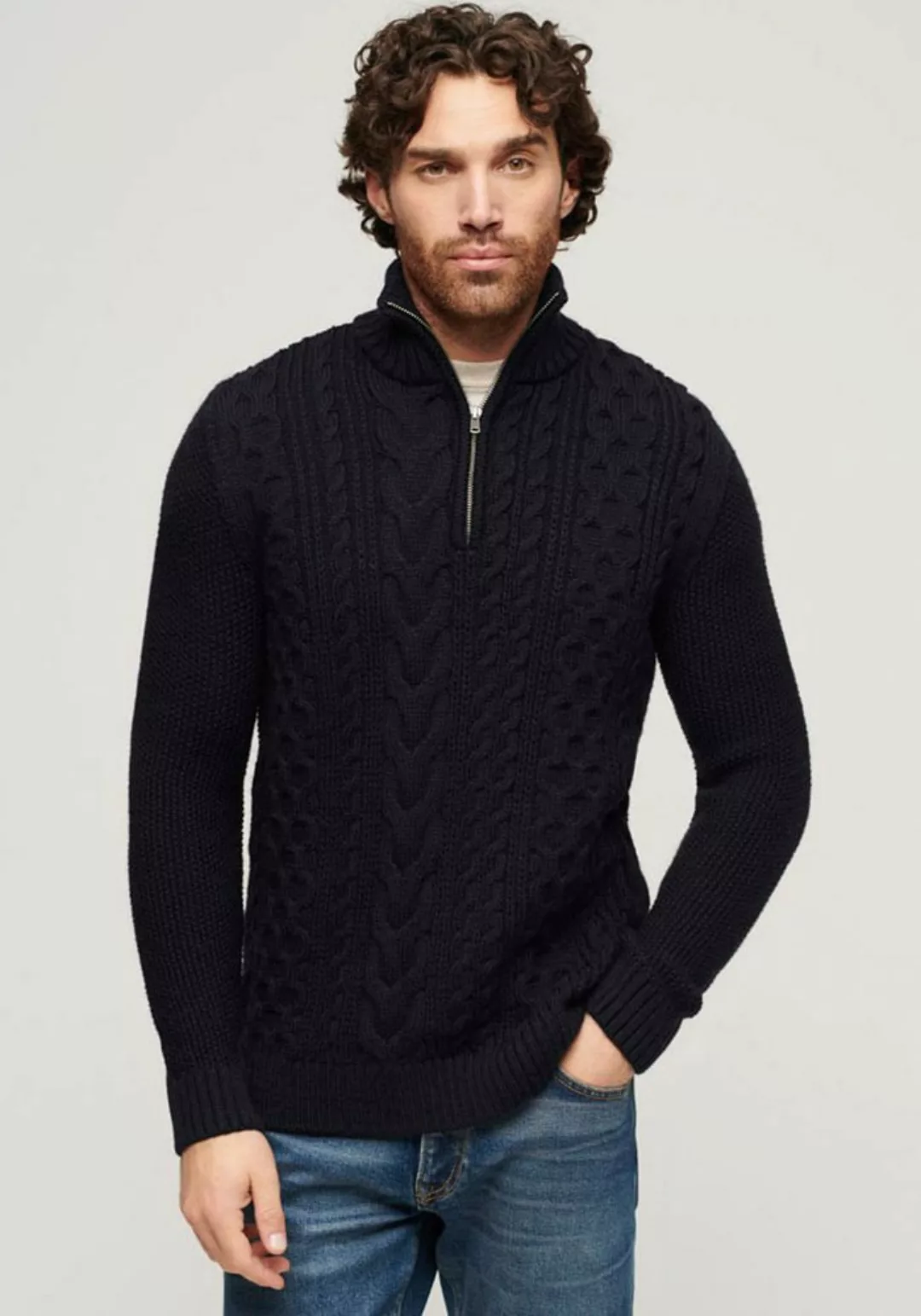 Superdry Strickpullover "Jacob Cable Knit Half Zip" günstig online kaufen