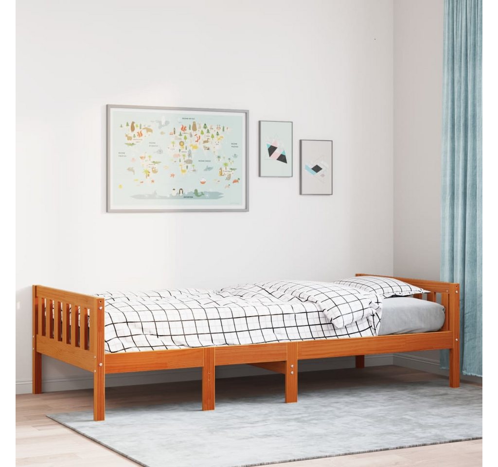 vidaXL Bett, Kinderbett ohne Matratze Wachsbraun 90x190 cm Massivholz Kiefe günstig online kaufen