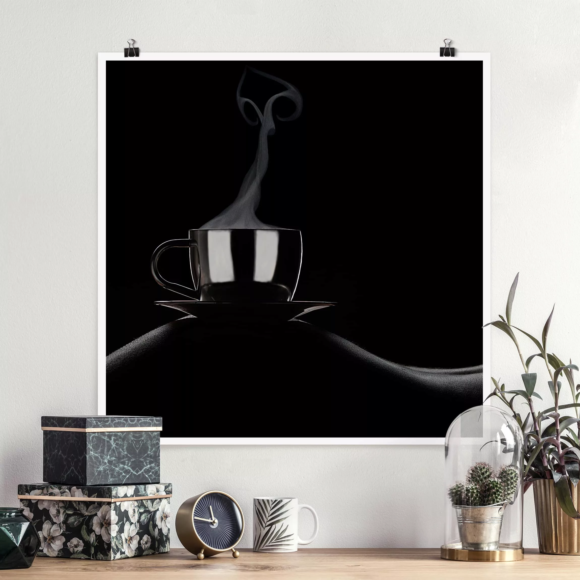 Poster Küche - Quadrat Coffee in Bed günstig online kaufen