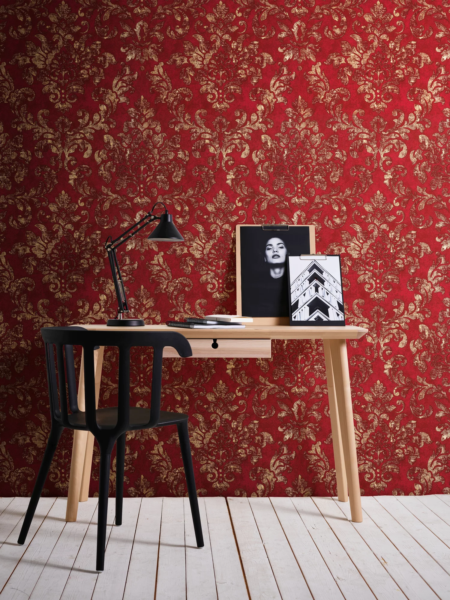 Bricoflor Barock Tapete in Rot und Gold Vintage Tapete mit Elegantem Orname günstig online kaufen