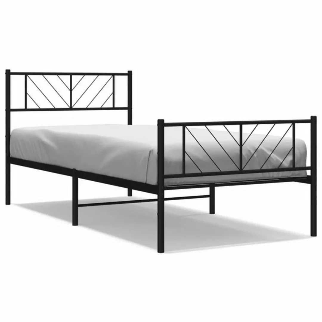 furnicato Bett Bettgestell mit Kopf- und Fußteil Metall Schwarz 90x190 cm günstig online kaufen