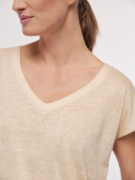 Shirt Mit V-ausschnitt Aus Bio-leinen günstig online kaufen