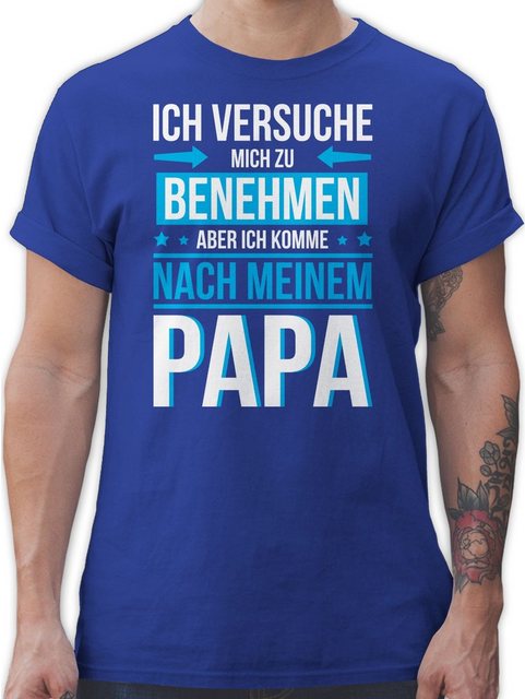 Shirtracer T-Shirt Ich versuche mich zu benehmen komme nach meinem Papa Spr günstig online kaufen