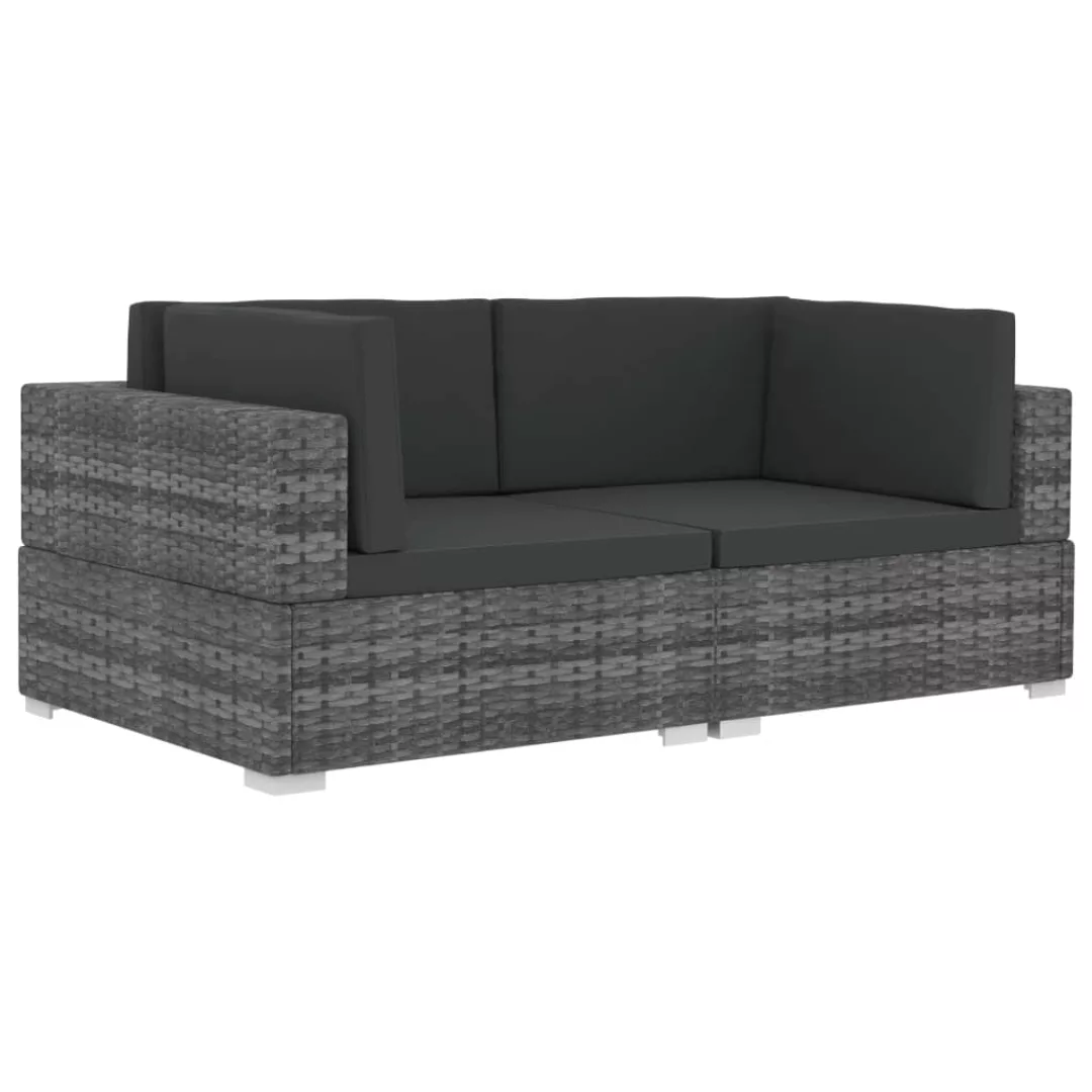 Ecksofas 2 Stk. Mit Auflagen Poly Rattan Grau günstig online kaufen