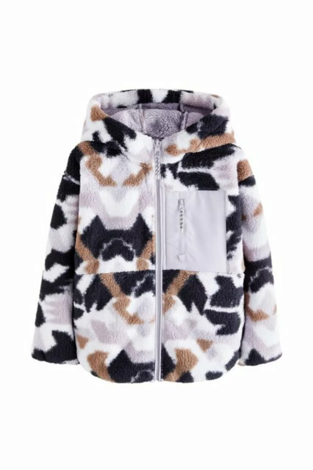 Next Kapuzenfleecejacke Fleece-Kapuzenjacke aus Borg mit durchgehendem RV ( günstig online kaufen