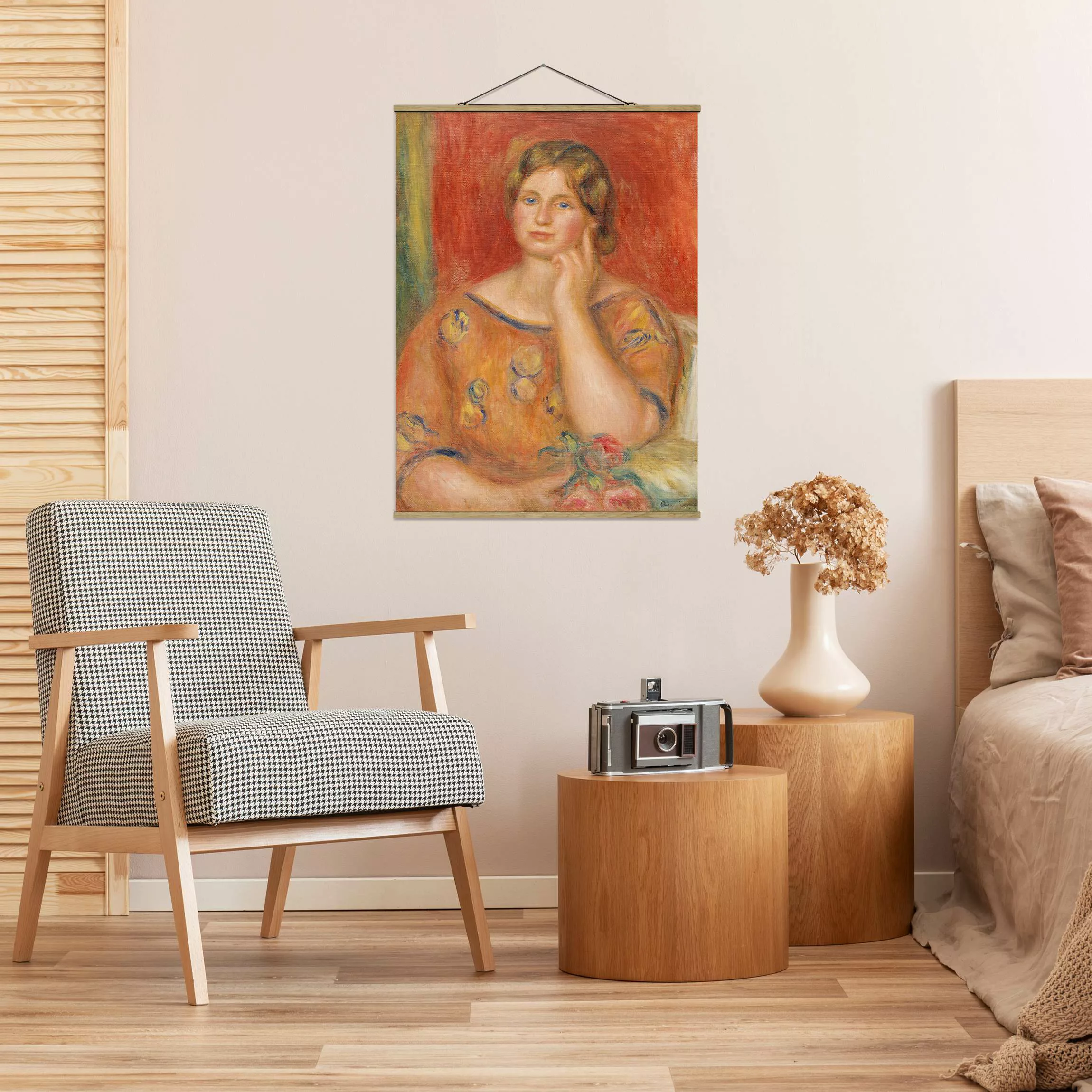 Stoffbild Kunstdruck mit Posterleisten - Hochformat Auguste Renoir - Frau O günstig online kaufen